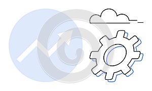 Gear with Cloud and Arrow Chart Representing Growth, Innovation, and Process Optimization