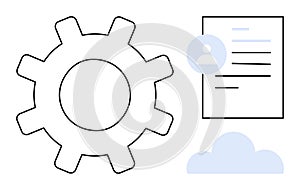 Gear with User Profile and Document Representing Workflow Process and Cloud Integration
