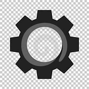 Gear vector icon in flat style. Cog wheel illustration on isolated transparent background. Gearwheel cogwheel business concept.