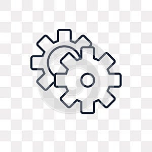 Gear vector icon isolated on transparent background, linear Gear