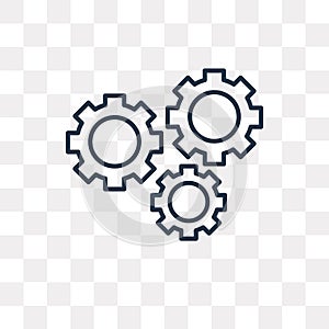 Gear vector icon isolated on transparent background, linear Gear