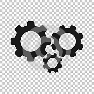 Gear vector icon in transparent style. Cog wheel illustration on background. Gearwheel cogwheel business concept