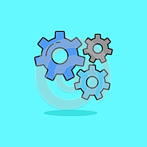 Gear vector illustration isolated on blue background