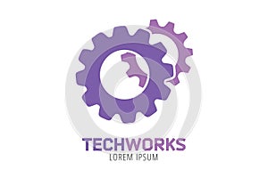 Gear vector logo icon template. Machine, progress