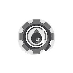 Gear with water drop vector icon