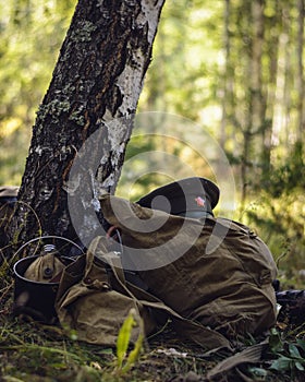 Gear and weapons of a soldier during the first world war and the civil war in Russia