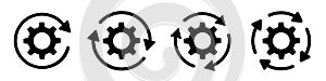 Gear wheel with arrows set icons. Sync process sign - vector