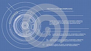 Gear wheel with circle. Futuristic mechanism design for business presentation. Technology Illustration