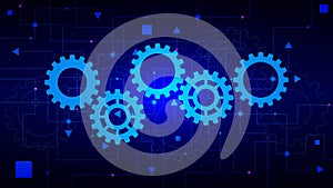 Gear wheel with circuit lines. Hi-tech digital technology, mechanism, telecoms and engineering