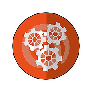 Gear wheel engine cog icon orange shadow