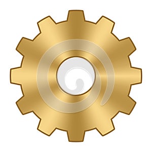 Gear wheel. Gold metal cog wheel. Industrial icon. Gear setting vector icon. Vector illustration