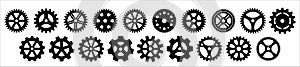 Gear wheel icon set. Cogwheel icons collection. Collection of gearwheel. Symbol of setting, robotic, clockwork, machinery,