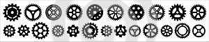 Gear wheel icon set. Cogwheel icons collection. Collection of gearwheel. Symbol of setting, robotic, clockwork, machinery,