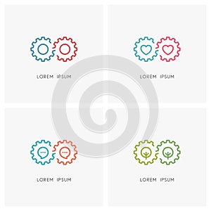 Gear wheel or pinion logo set