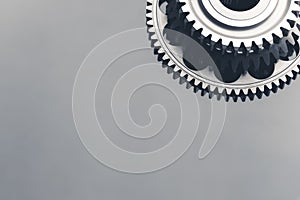 Gear wheel steel, copy-space background