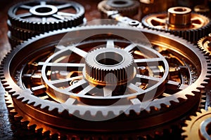 Gear wheels and cogs, mechanism engineering parts concept