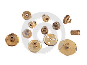 Gear wheels and cogs on a white background