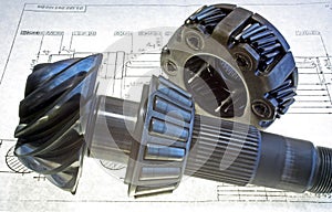 Gear wheels on the drawing