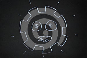 Gear wheels illustration on blackboard