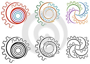 Gear wheels logo set