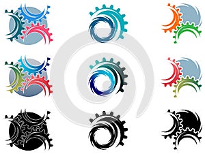 Gear wheels logo set