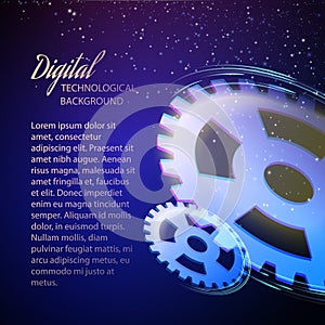 Gear-wheels over lights, rays with dark