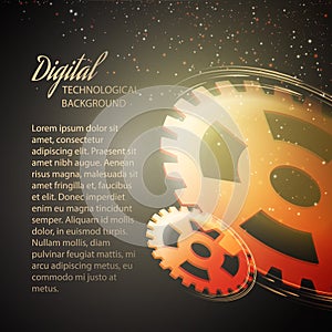 Gear-wheels over lights, rays with dark