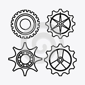 Gear white cog machine part set design