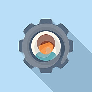 Gear work person icon flat vector. Coping skills business