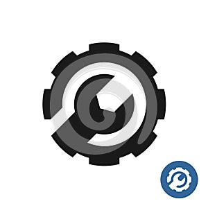 Gear and wrench icon. Service support logo. photo