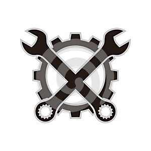 Gear and wrench mechanic service icon logo