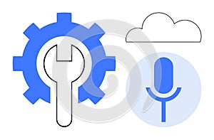 Cloud Technology and Voice Control Integration with Tools Concept
