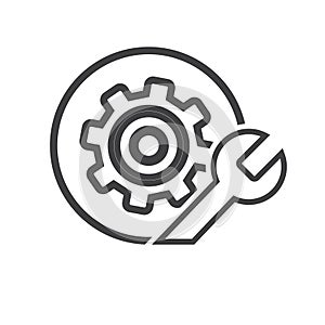 Gear and wrench, settings icon. Vector illustration, flat design