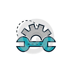Gear and wrench work tools engineering icon