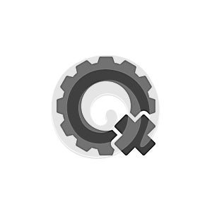 Gear and X mark vector icon