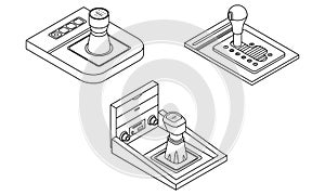 Gearbox icons set vector outine