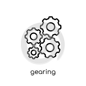 Gearing icon. Trendy modern flat linear vector Gearing icon on w