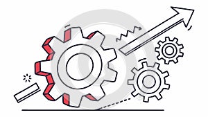 Gears with arrow illustrating progress, workflow optimization, vector design Generative AI