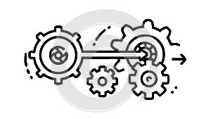 Gears and Arrow, Mechanical Process and Dynamic Workflow. vector design Generative AI