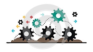 Gears with Arrows, Workflow Automation, Continuous Improvement, vector design Generative AI