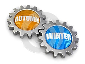 Gears with Autumn and Winter (clipping path included)