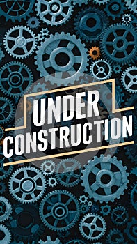 Gears background adorned with striking under construction text for emphasis photo