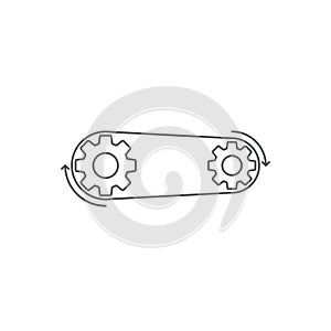 Gears with belt vector icon isolated on white background