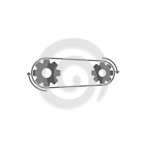 Gears with belt vector icon isolated on white background