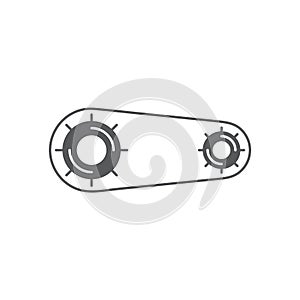 Gears with belt vector icon isolated on white background