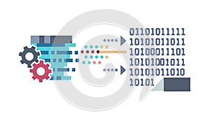 Gears with Binary Code, Digital Engineering, vector design Generative AI