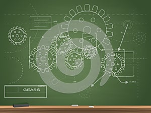 Gears Blueprint Chalkboard Illustration