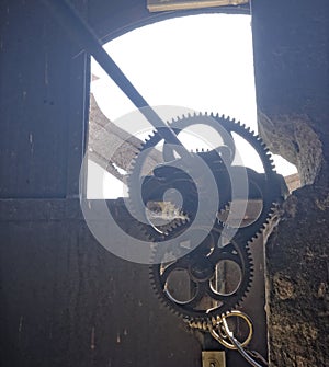 Gears of clock mechanism, Axente Sever Church in Romania photo