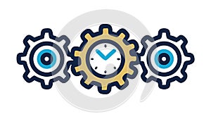 Gears with clock mechanism, symbolizing efficiency, time, and process, vector design Generative AI