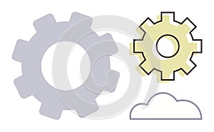 Gears and Cloud Concept Representing Operation and Connectivity